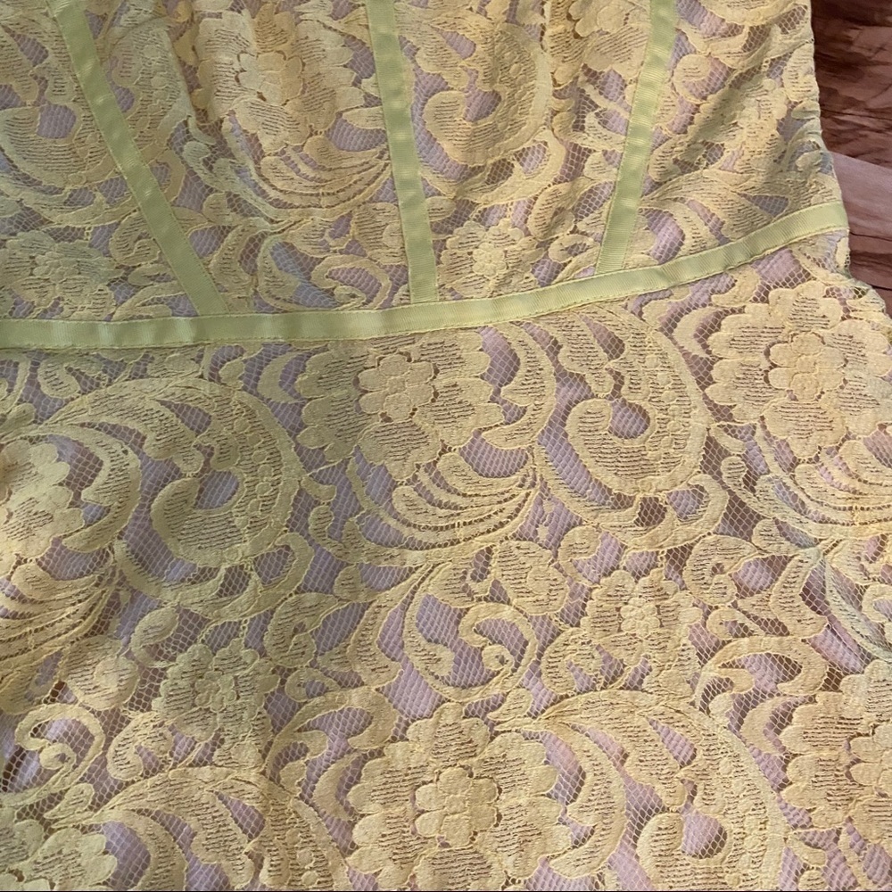 Donna Ricco Yellow Lace Dress Size 8 - Picture 6 of 13